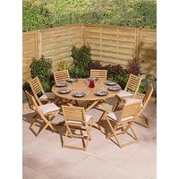 Rowlinson Ashdown Folding 8 Seat Round Dining Set With Cushions