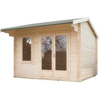 Shire Marlborough 13' 8" x 11' 9" Reverse Apex Log Cabin - Premium 44mm Cladding Tongue & Groove