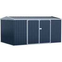 Galvanised 14 x 9' Double Door Reverse Apex Garden Shed Lockable Steel Grey by Steadfast