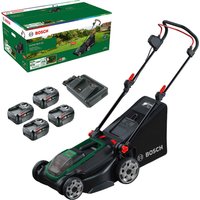 Bosch ROTAK 18V2-43 P4A 36v Cordless Brushless Rotary Lawnmower 430mm 4 x 6ah Li-ion Twin or Dual Battery Charger