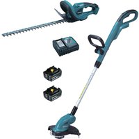 Makita 18v LXT Cordless Hedge and Grass Trimmer Kit 2 x 5ah Li-ion Battery Charger