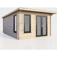 12 x 14 Power Pent Log Cabin Right Doors