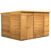 10 x 8 Power Overlap Pent Windowless Double Door Shed
