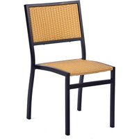 Oderico Outdoor Side Chair In Black With Teak Rattan