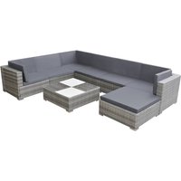 Nova Rattan 8 Piece Garden Lounge Set With Cushions In Grey
