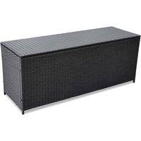 Ijaya 150cm Poly Rattan Garden Storage Box In Black