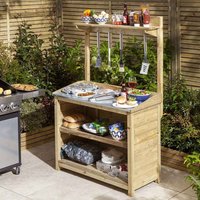 Decluttered Garden Wooden Barbecue Servery in Natural