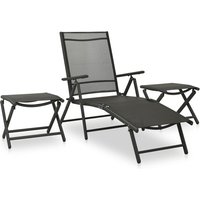 Resaca Textilene Aluminium 3 Piece Garden Lounge Set In Black