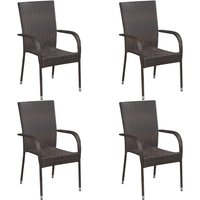 Garima Outdoor Set Of 4 Poly Rattan Dining Chairs In Brown