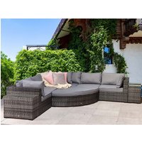 Jeana Rattan Garden Corner Sofa Set With 2 Side Tables In Grey