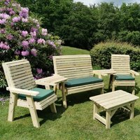 Erog Wooden Garden Multi Seating Set With Coffee Table In Natural