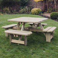 Becontree Wooden Garden Square Picnic Table In Natural