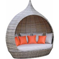 Perrin Rattan Garden Day Bed With Cushions In Brown