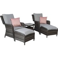Malti Rattan Garden Lounge Set With Side Table In Grey