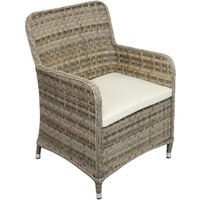 Hayward Rattan Arm Chair With Cream Cushion In Brown Weave