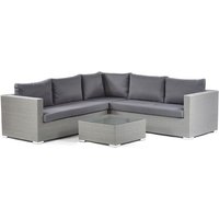Onyx Rattan Corner Sofa Small And Glass Top Coffee Table