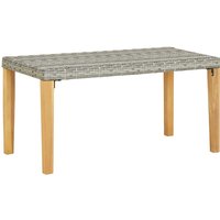 Naomi 120cm Grey Poly Rattan Garden Bench With Wooden Legs