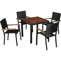 Ekani Outdoor 5 Piece Poly Rattan Dining Set In Brown And Black
