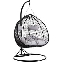 Gazit Outdoor Double Hanging Chair With Round Base In Black