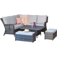 Malti Glass Top Garden Lift Up Dining Set With 2 Ottomans In Grey
