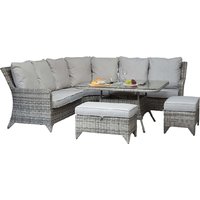 Savvy Glass Top Garden Corner Dining Set With Ice Bucket In Grey