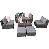 Cordoba Modular Lounge Sofa Set In Mixed Flat Grey Weave