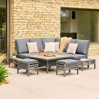 Mili Aluminium Square Outdoor Adjustable Lounge Modular Dining Set in Graphite Grey