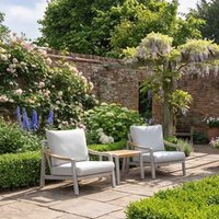 Porto Aluminium Garden Lounge Set in Light Grey and Oak